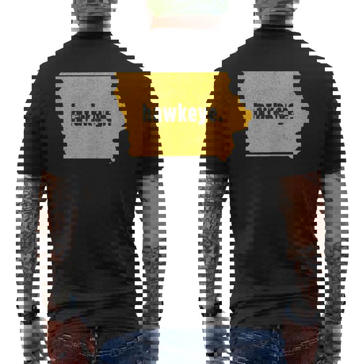 Iowa State Nickname Hawkeye [Distressed] Men's T-shirt Back Print